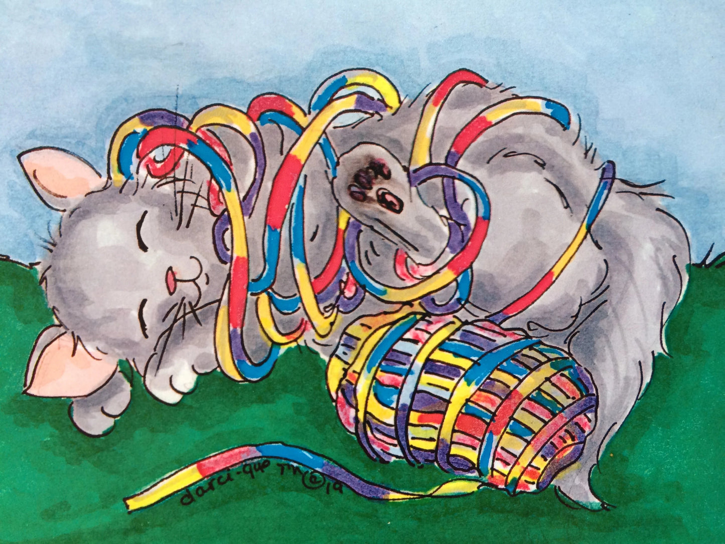 Cat with Yarn Greeting Card