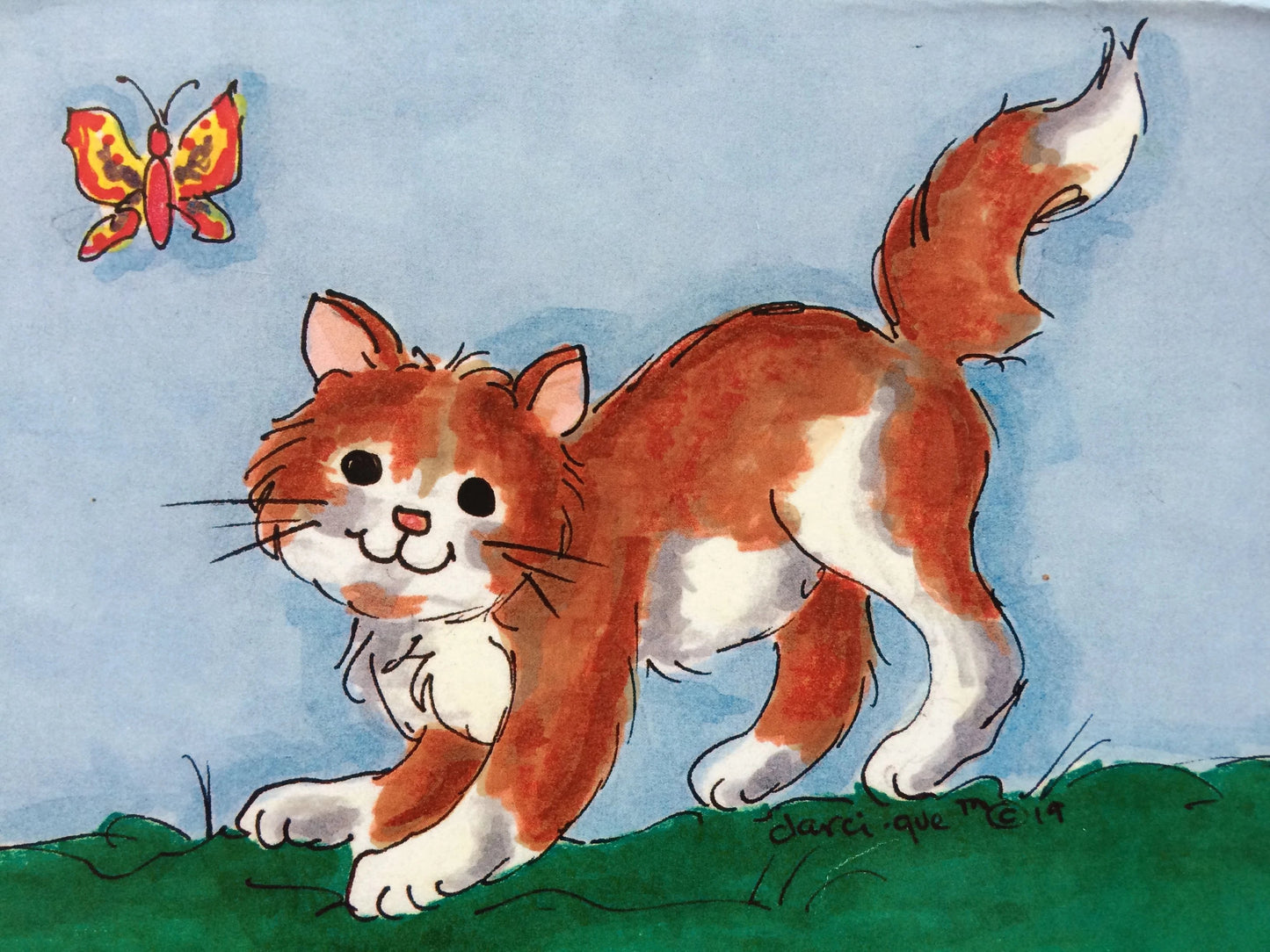 Cat with Butterfly Greeting Card