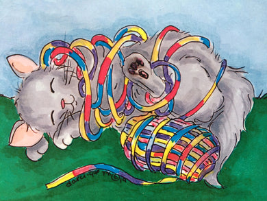 Cat with Yarn Greeting Card