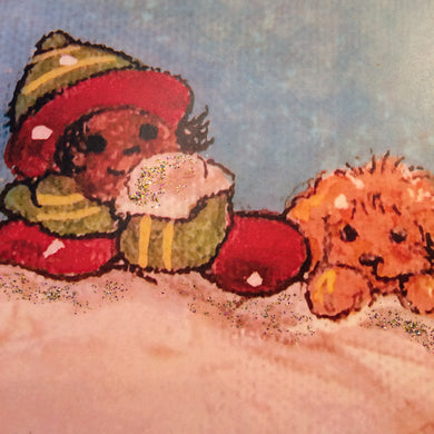 Boy and Dog in Snow Greeting Card