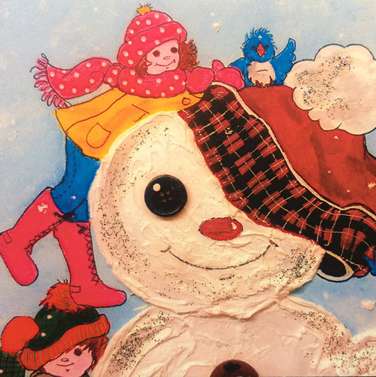Girl Building a Snowman Greeting Card