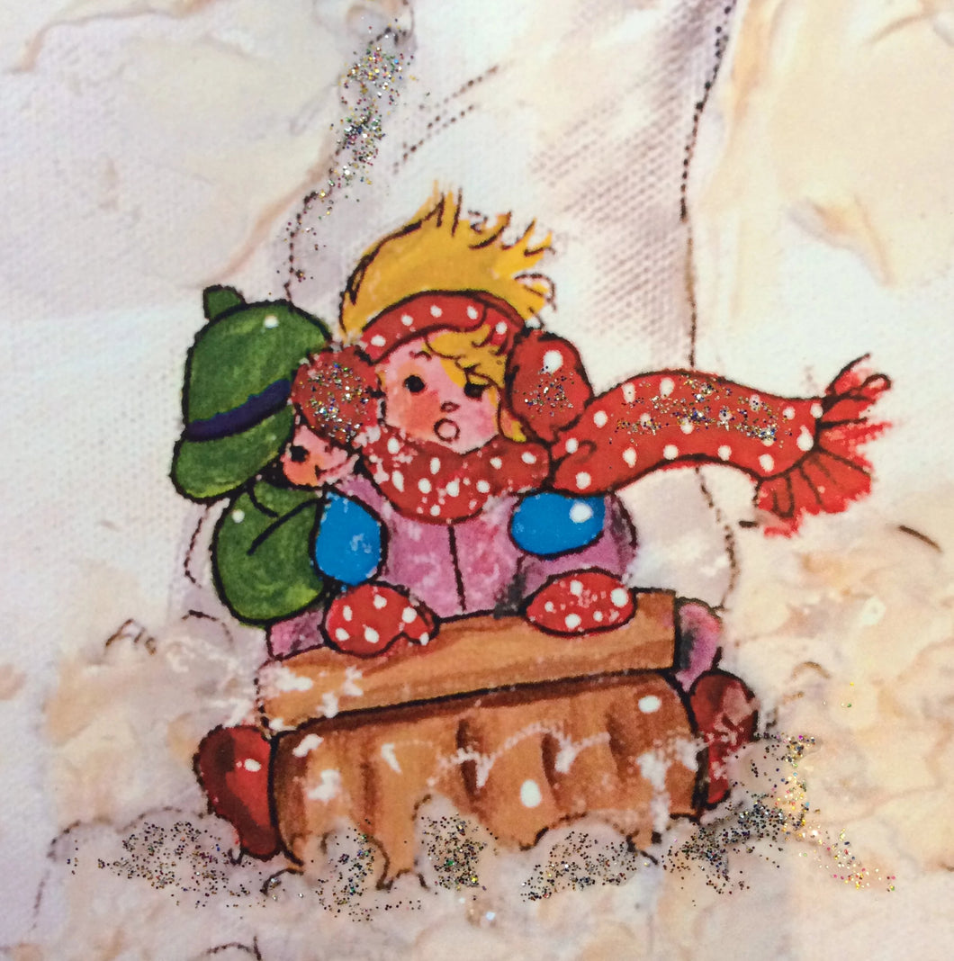 Girl with Sleigh Greeting Card